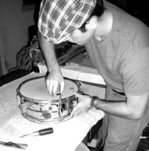 Jason Wydro Working on Drums